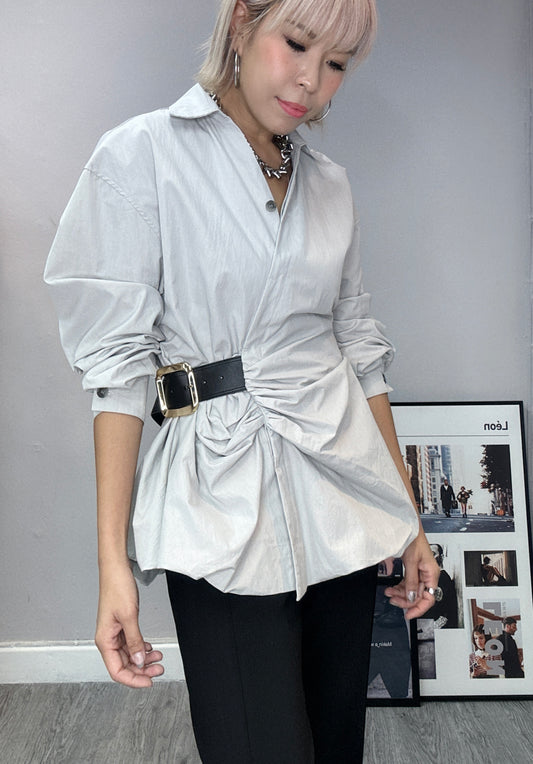 With belt cutting shirt