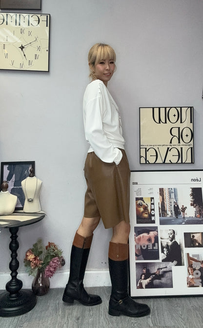 Fake leather shorts