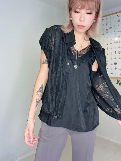 (Promotion -20%)Full lace short shirt #00669