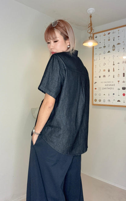 Denim style fabric blouse #00667