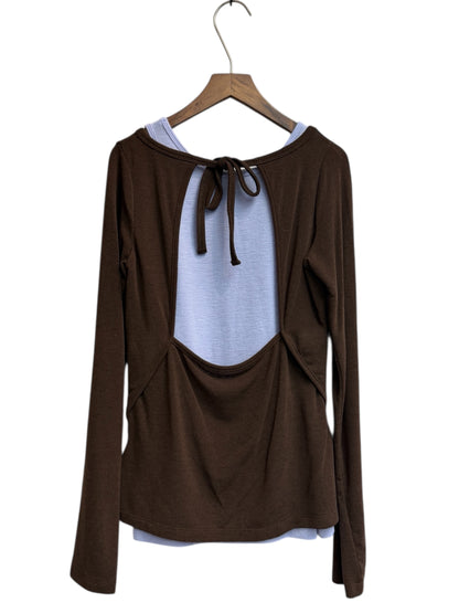 Back ribbon two pieces cotton tee