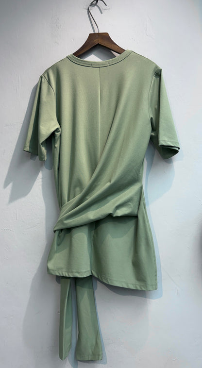 Side tie plain tee #00697
