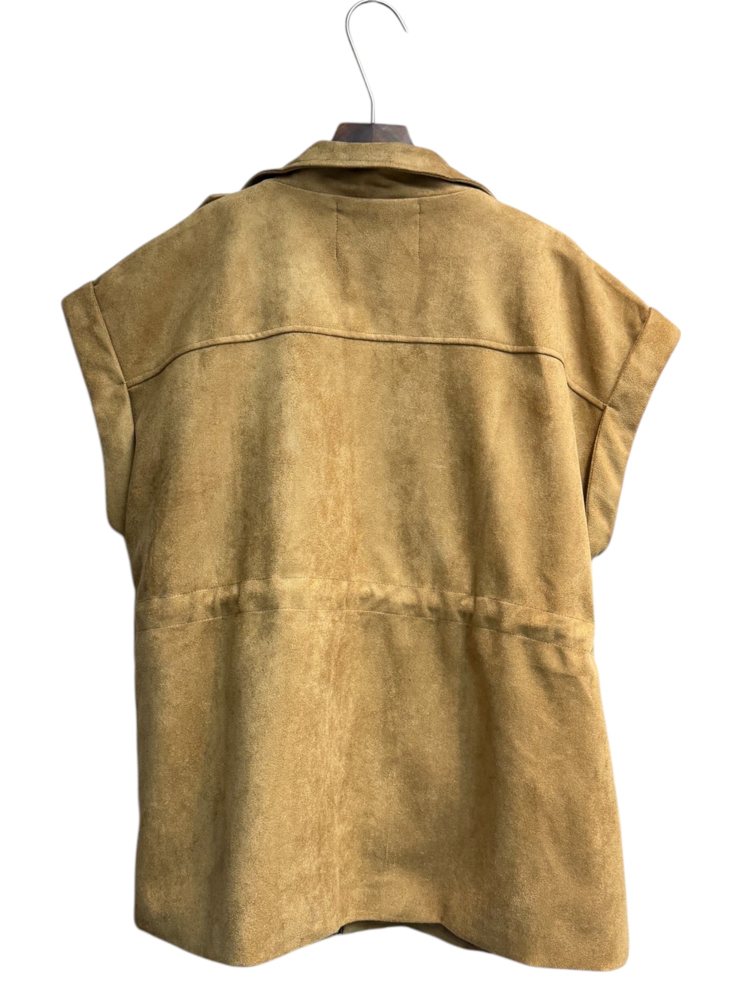 Suede zip vest jacket #00143