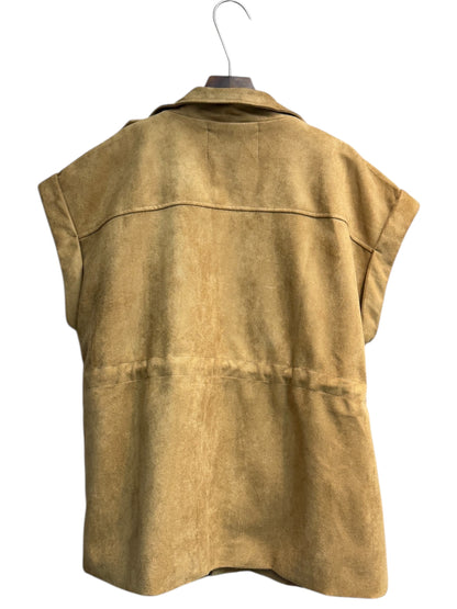 Suede zip vest jacket #00143