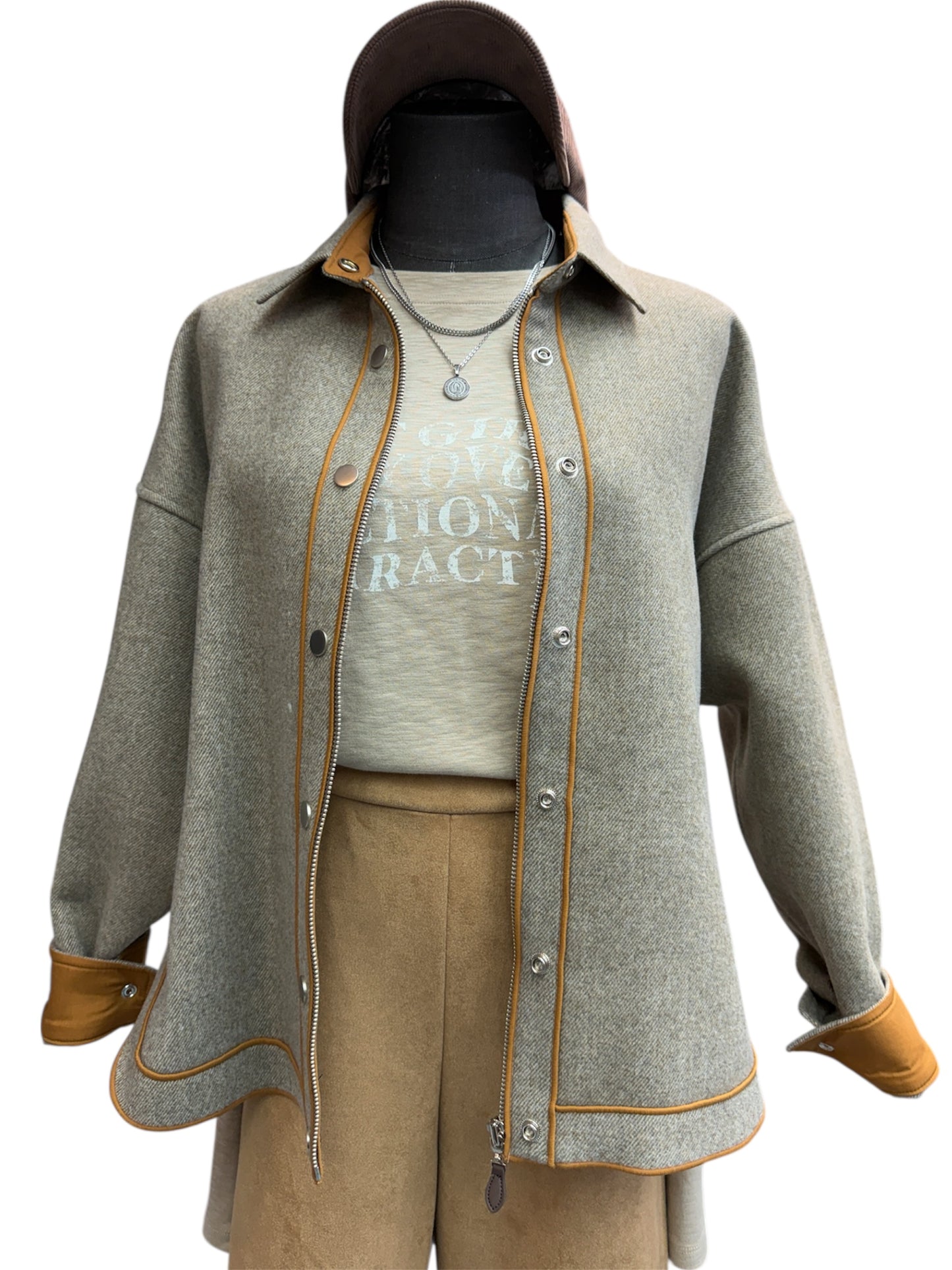 Shirt collar wool zip jacket #00030