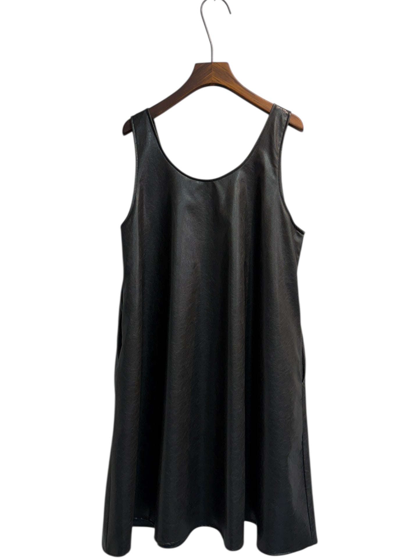 Faux leather vest short dress #00418