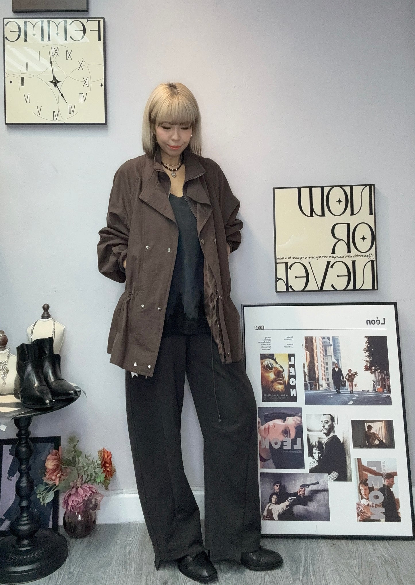 Fake two piece tunic zip jacket