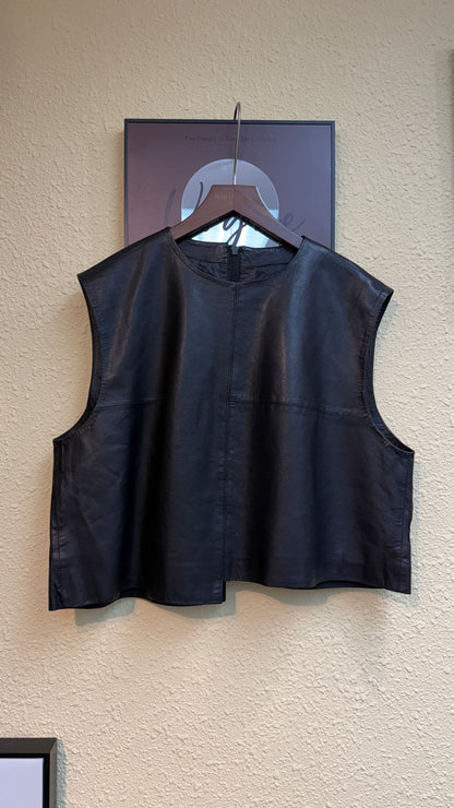 Back zip sheepskin sleeveless top #00912