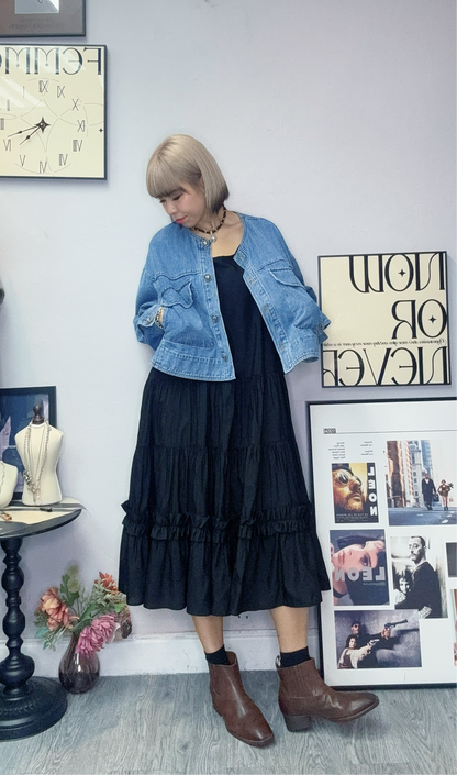 Take off collar denim jacket