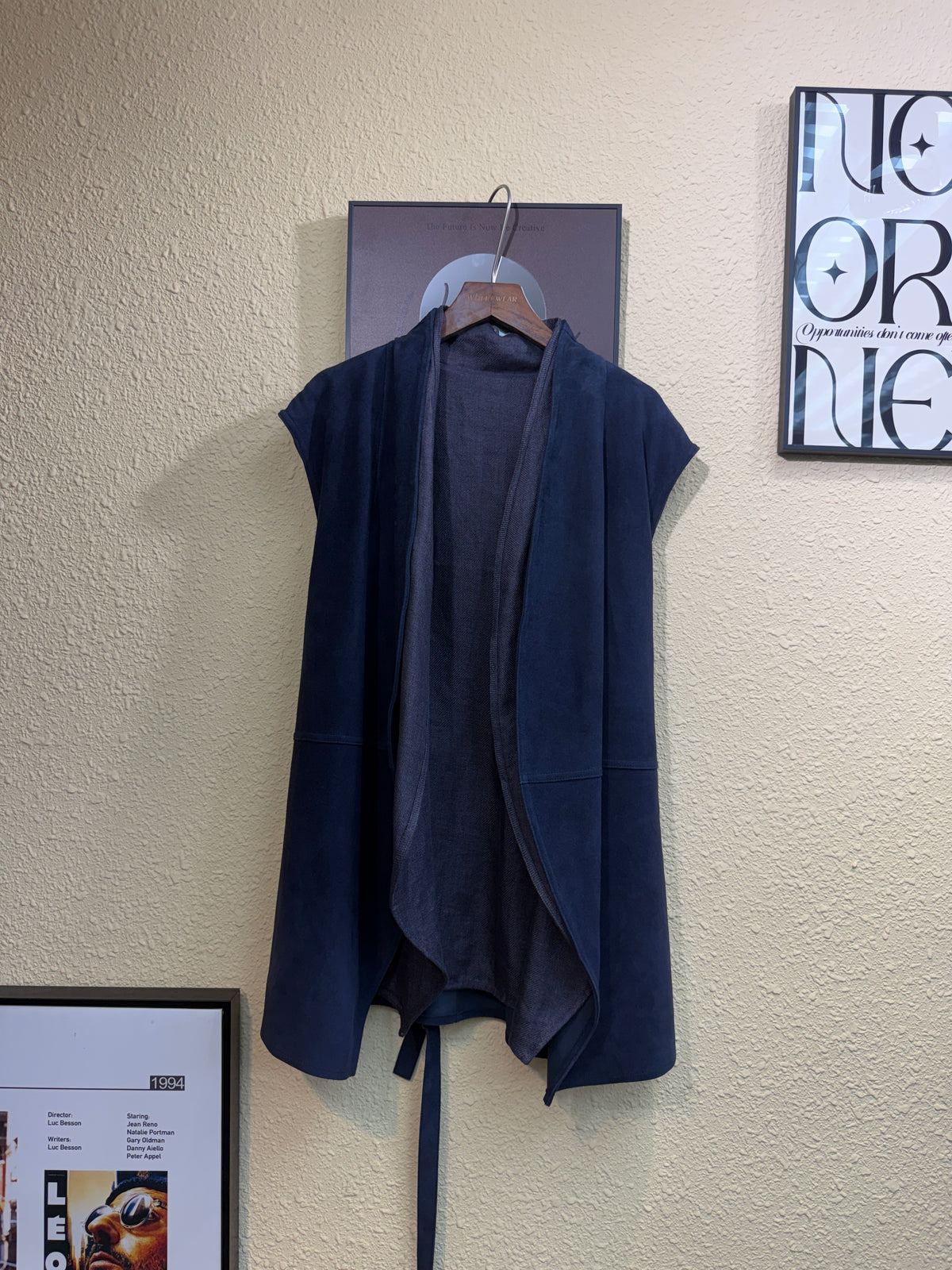 Two-way layered vest leather outer #01043