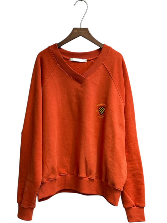 V neck side logo fleece sweater #00241