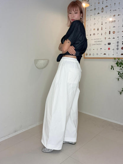 Black and white rope loose pants #00670
