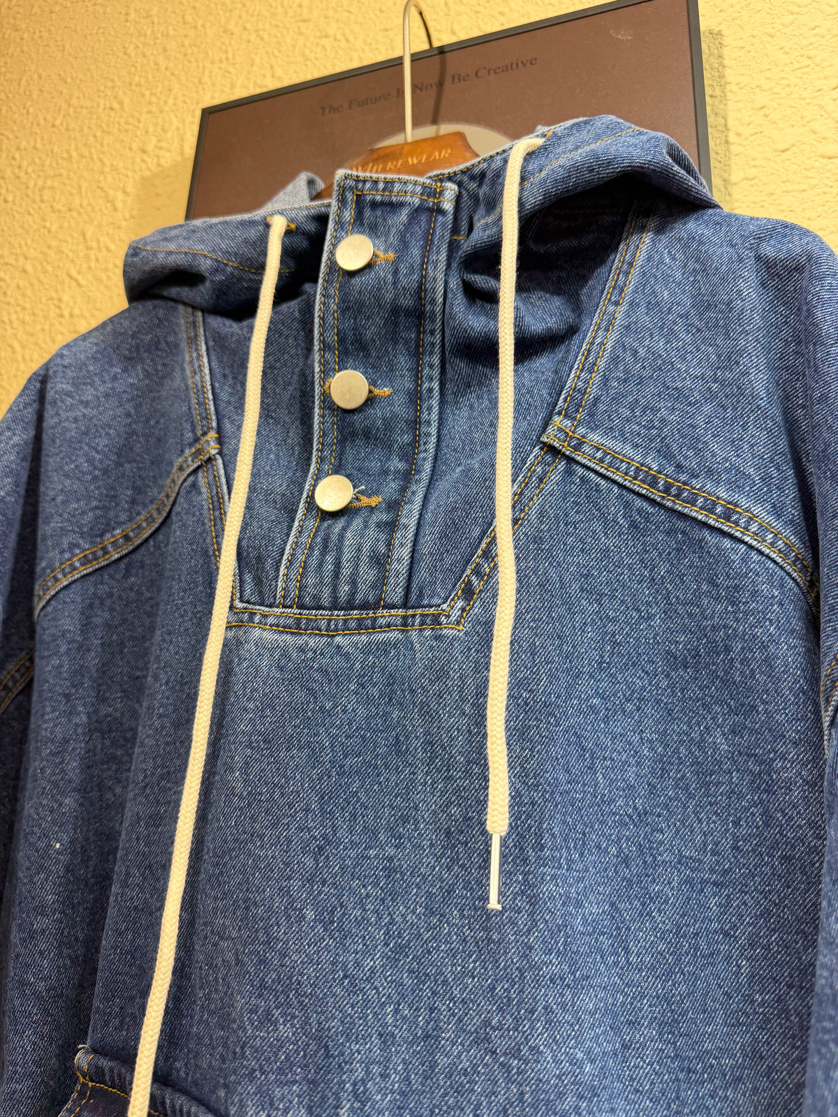 With hat denim hoodie #00998