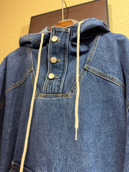 With hat denim hoodie #00998