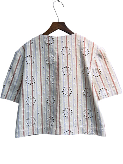 Embroidery stripe short sleeves outer #00579