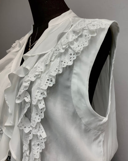 (-30% Off)Ruffle Front Vest Blouse