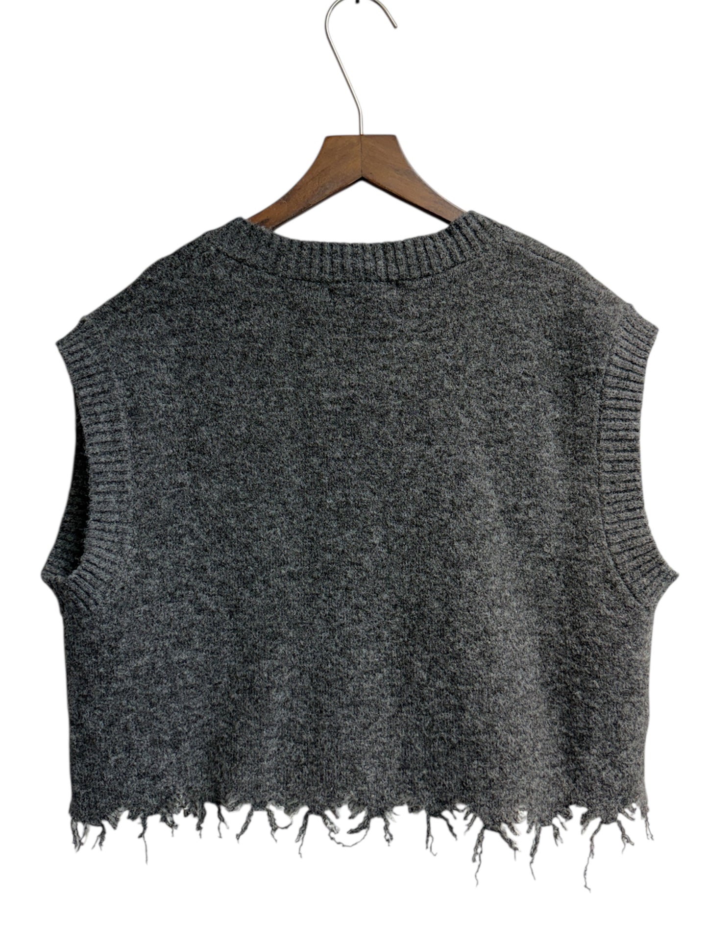 Plain front knit vest cardigan #00056