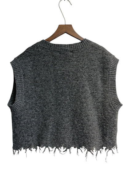 Plain front knit vest cardigan #00056