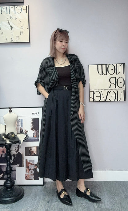 Striped short sleeves long shirt #00603