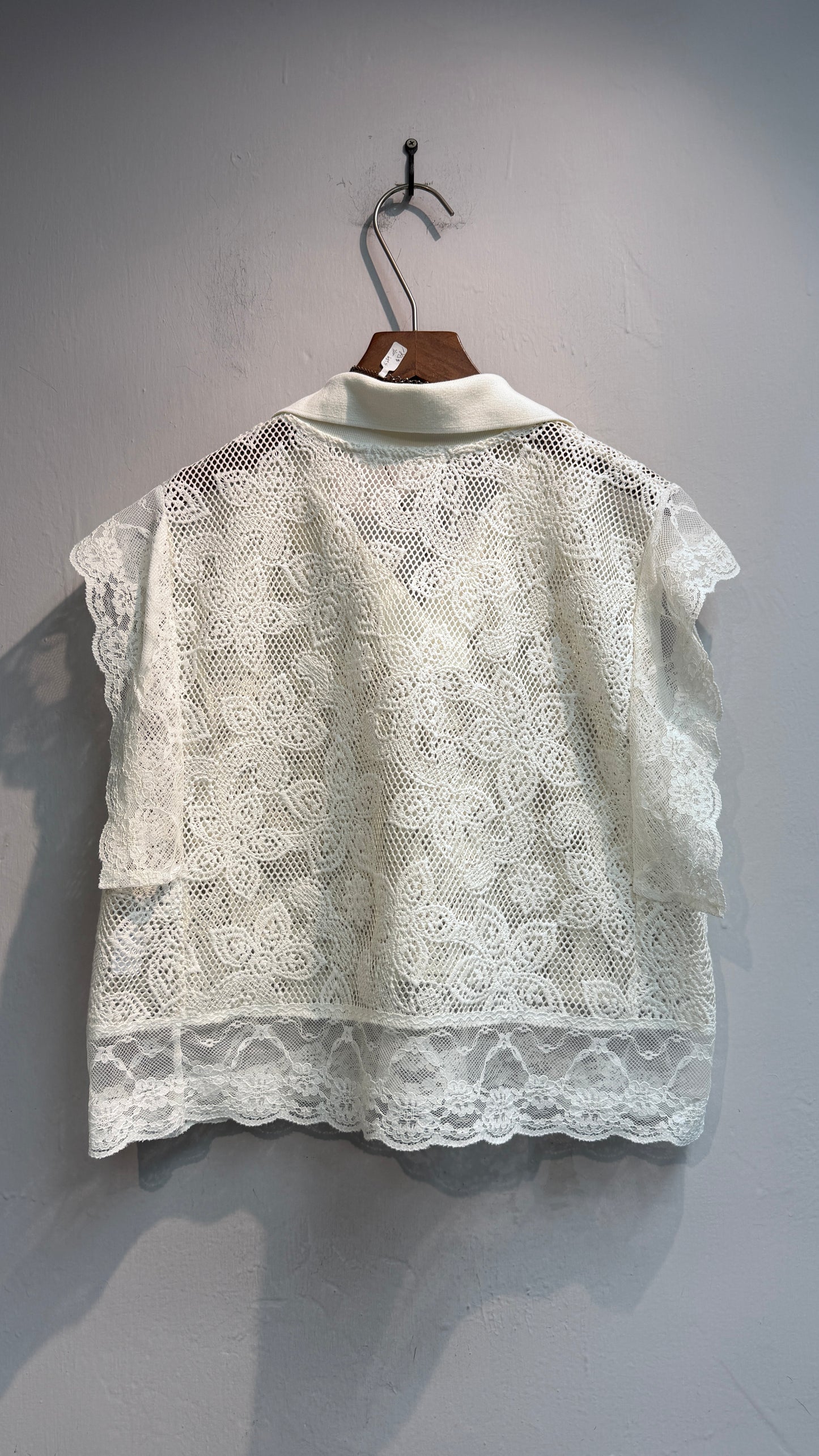 Full lace polo cap sleeves top #00746