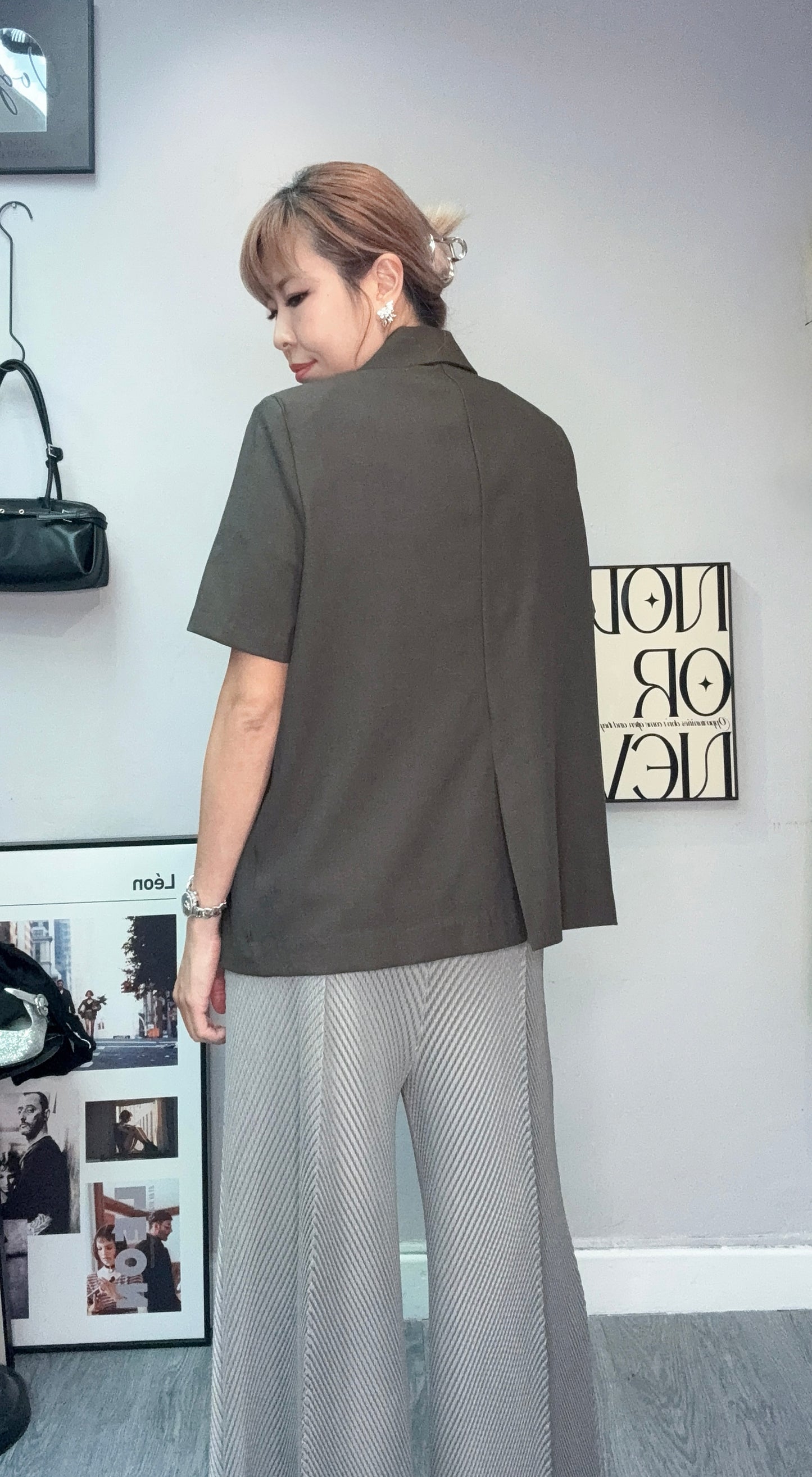 Front pockets short sleeves blazer #00710