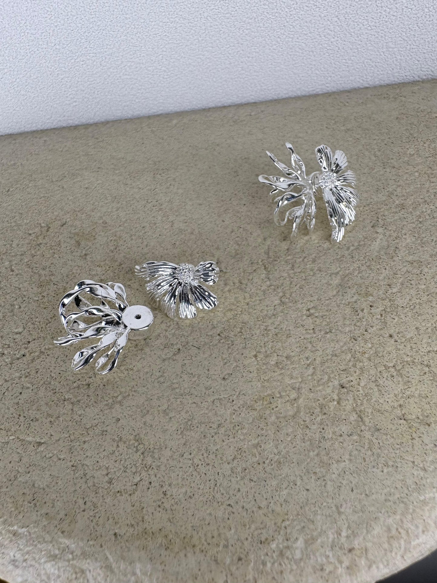 Front and back flower shaped earrings