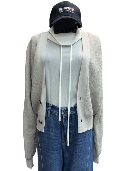 Deep v neck mix knit cardigan