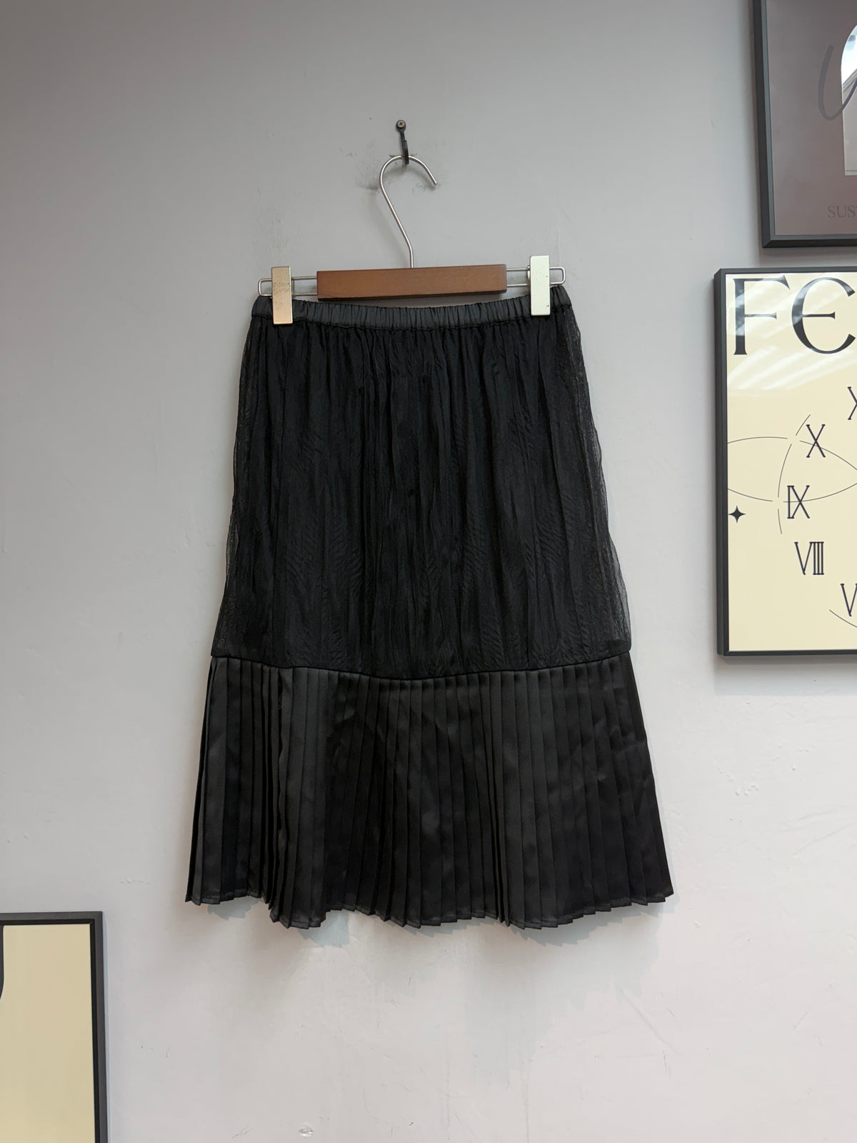 (-30%)Two tone pleated skirt