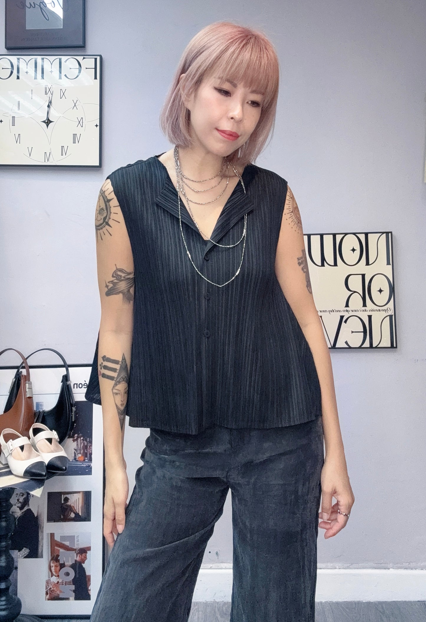 Rib sleeveless top #00831