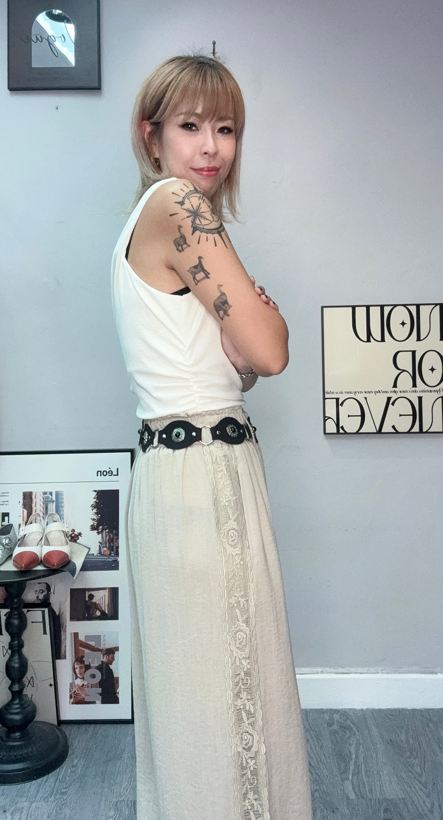Side pleated sleeveless #00765