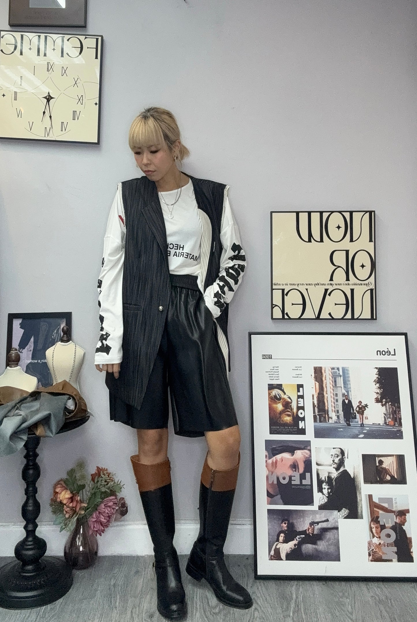 Parallel line vest blazer