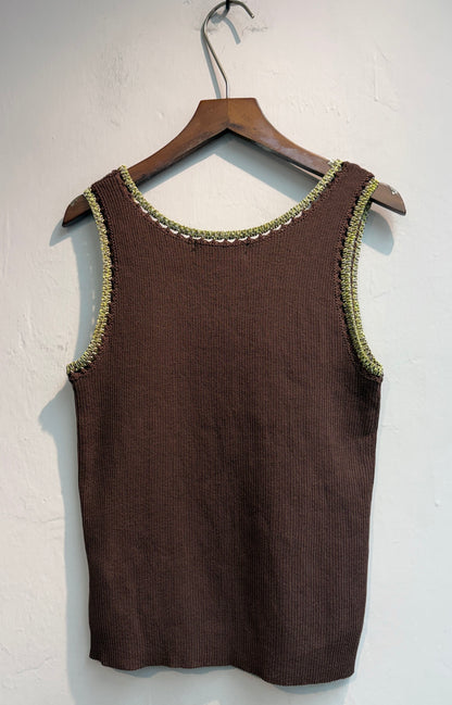 Tweed collar knit tank #00664