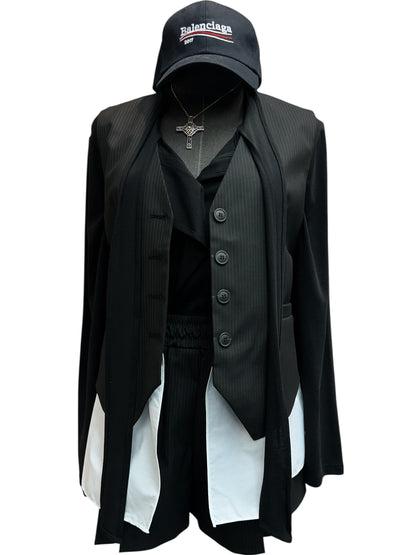 Stripe  X shirt vest blazer