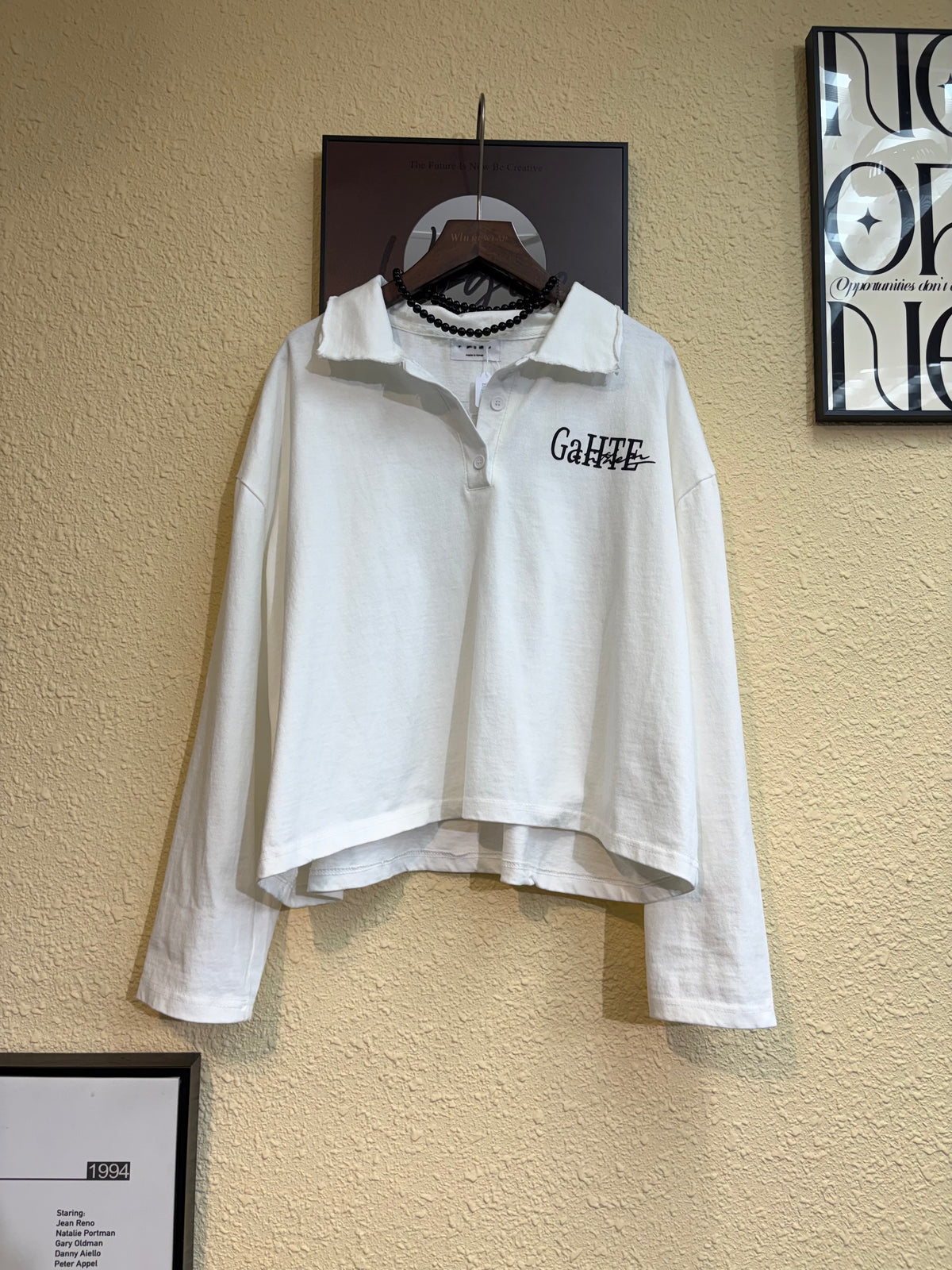 Back words polo top