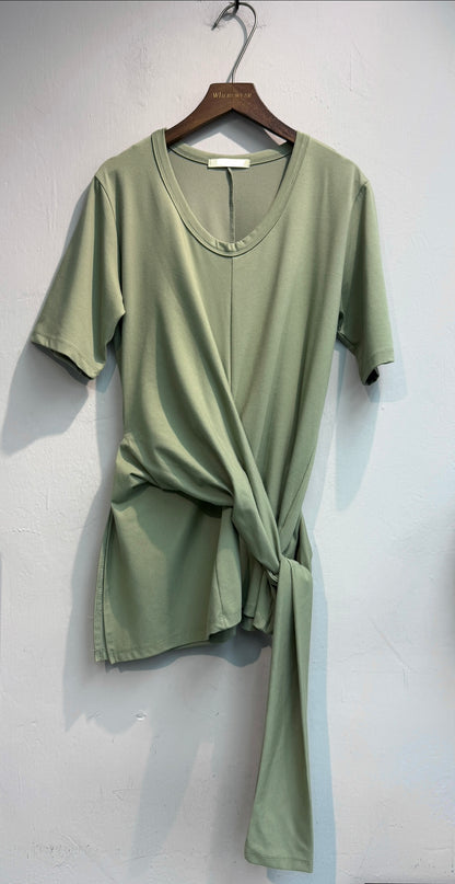 Side tie plain tee #00697