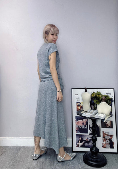 Side pleated spandex tee #00698