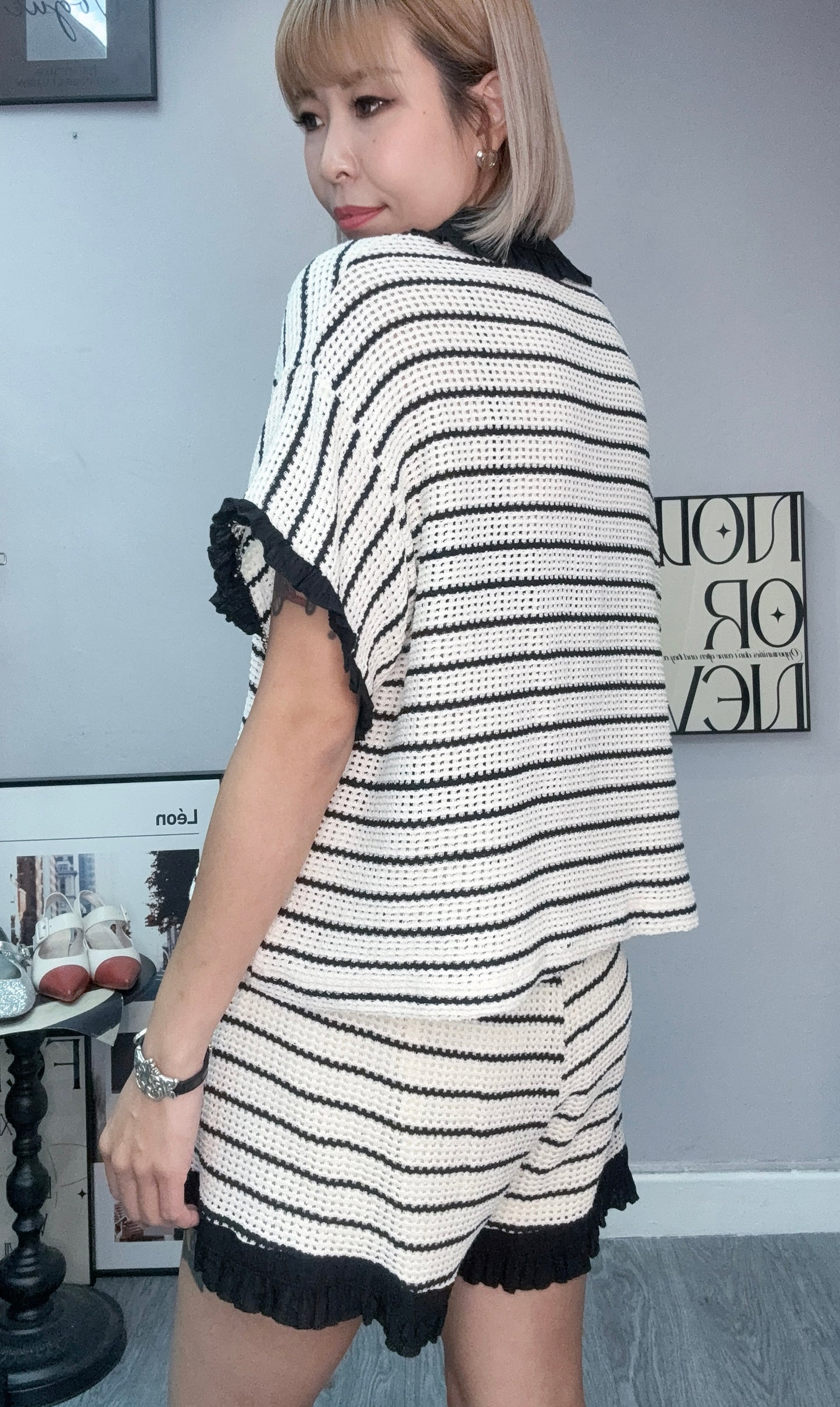 Striped knit set #00649