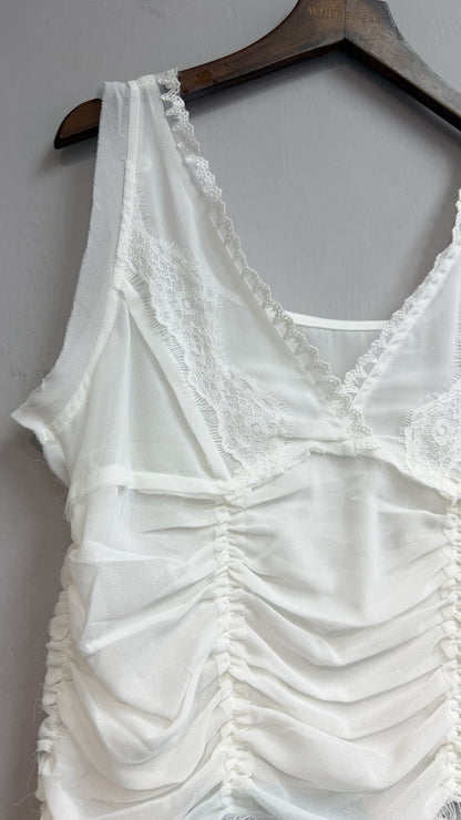 (A/W)Lace trim chiffon tank top #00841