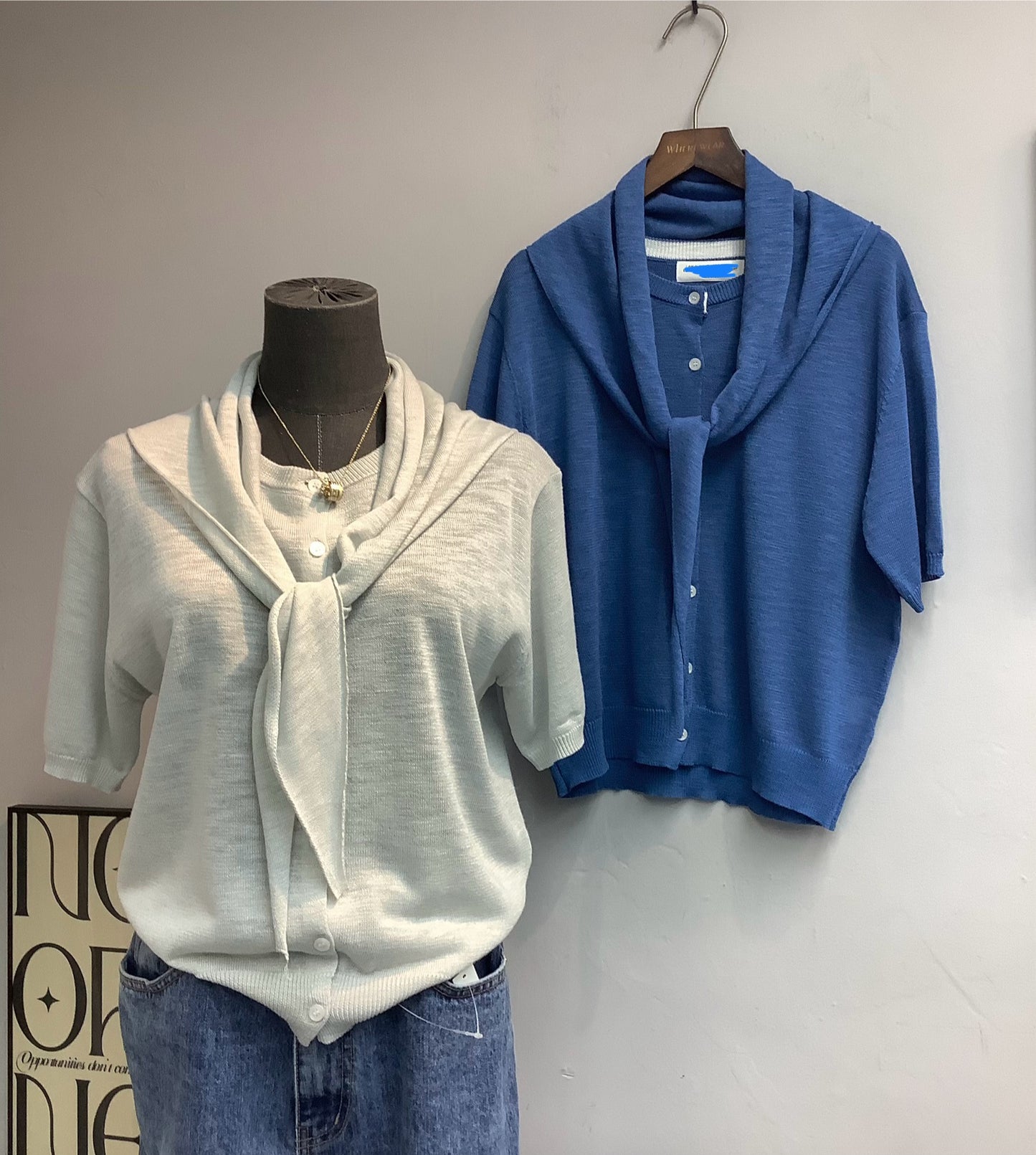 Scarf X Knit Cardigan Set