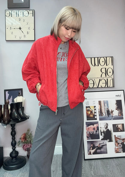 Leopard skin zip bomber