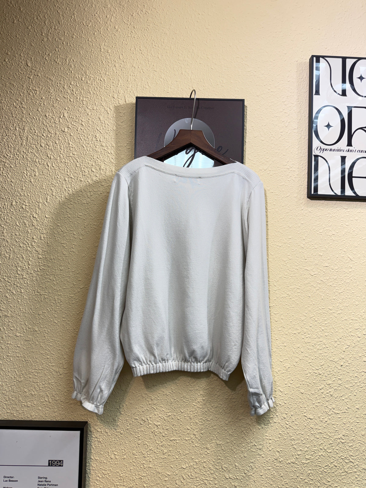 Puff hem plain knitted top #01031
