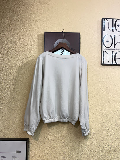 Puff hem plain knitted top #01031
