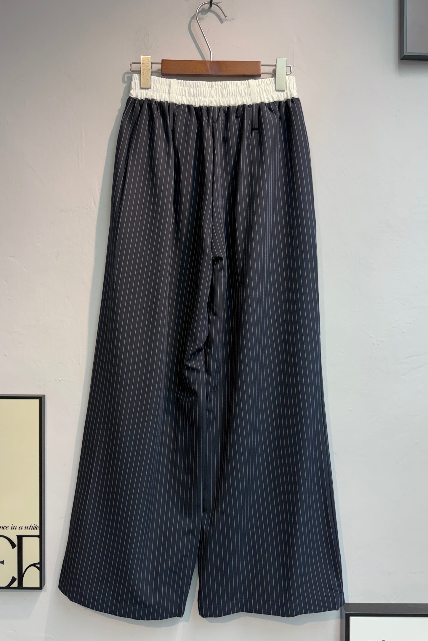 Double elatsic waist striped pants #00768