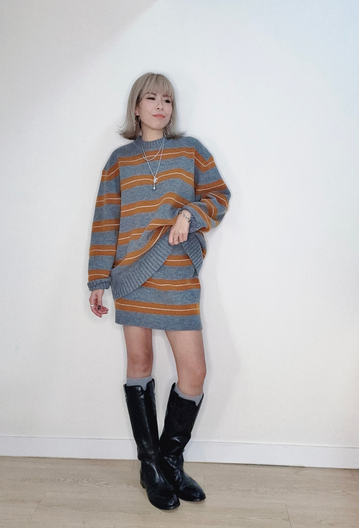 Striped knit set #00150