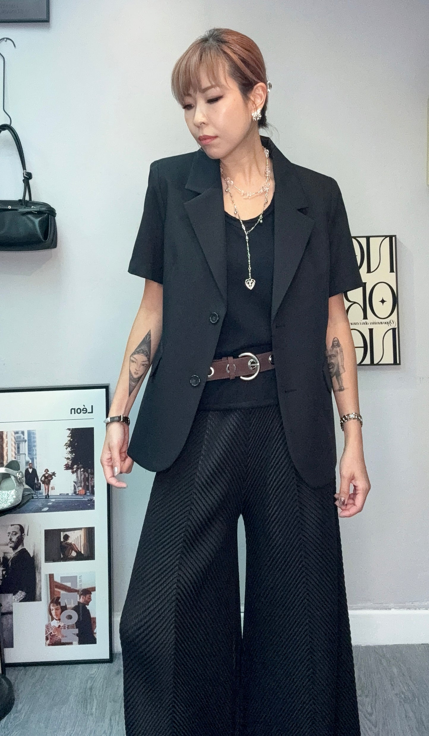 Front pockets short sleeves blazer #00710