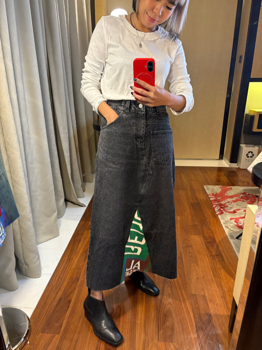 Knit fabric denim skirt