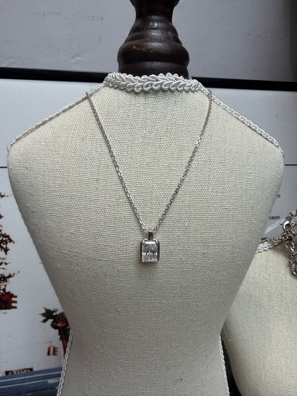 Cushion cut necklace