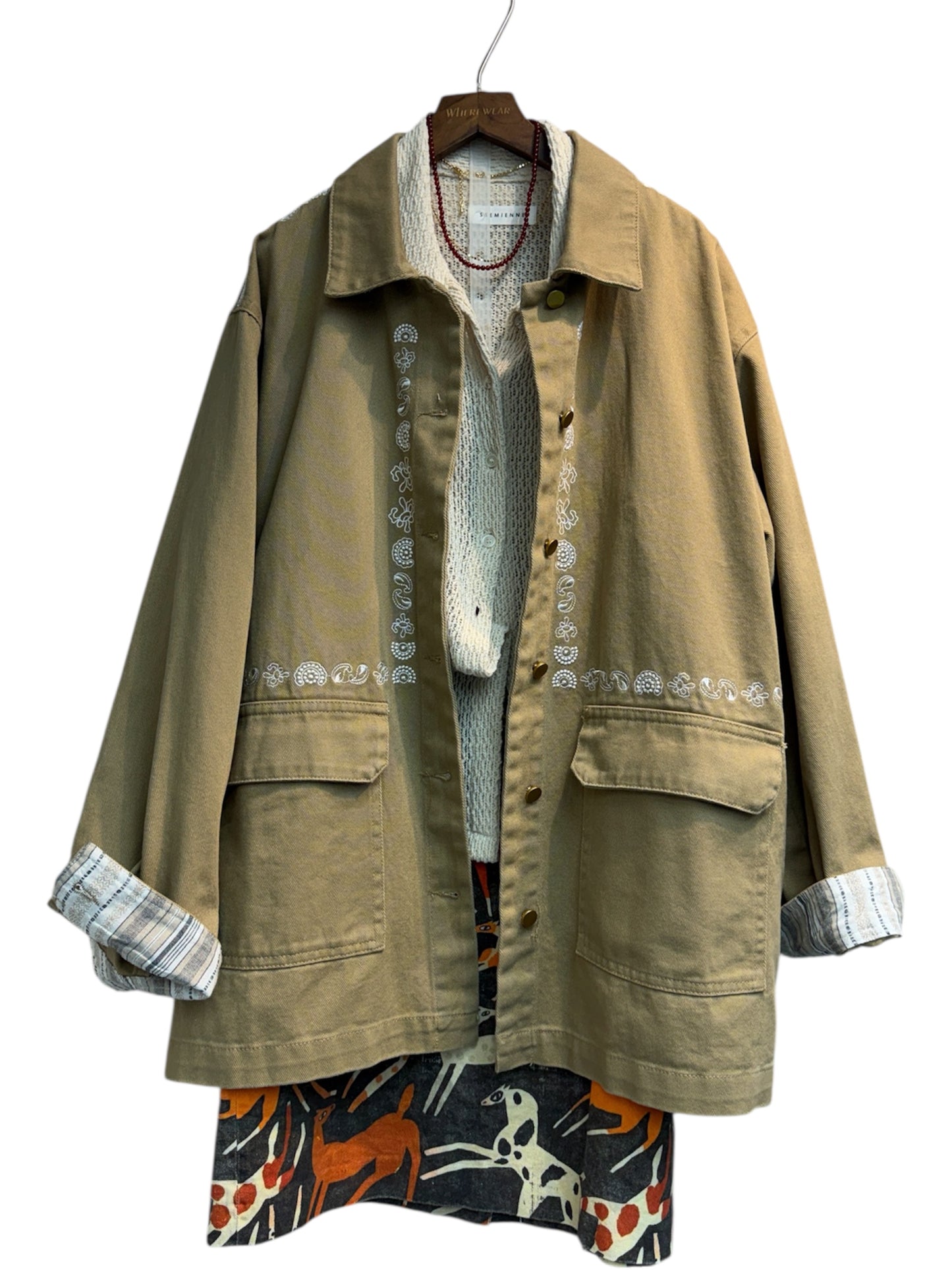 Shirt collar patchwork sleeves jacket #00334