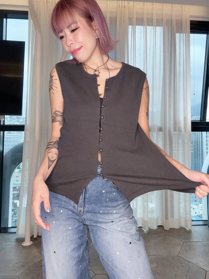 （-30%）Rib sleeveless tee #00808