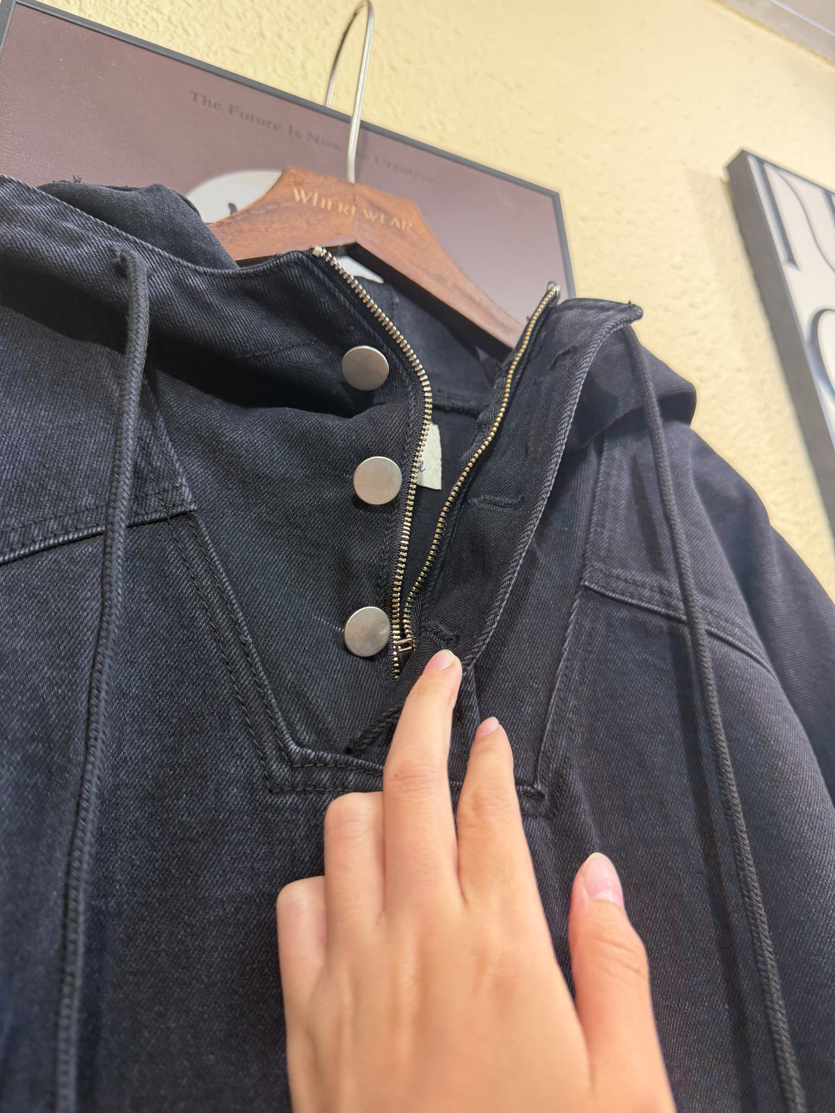 With hat denim hoodie #00998